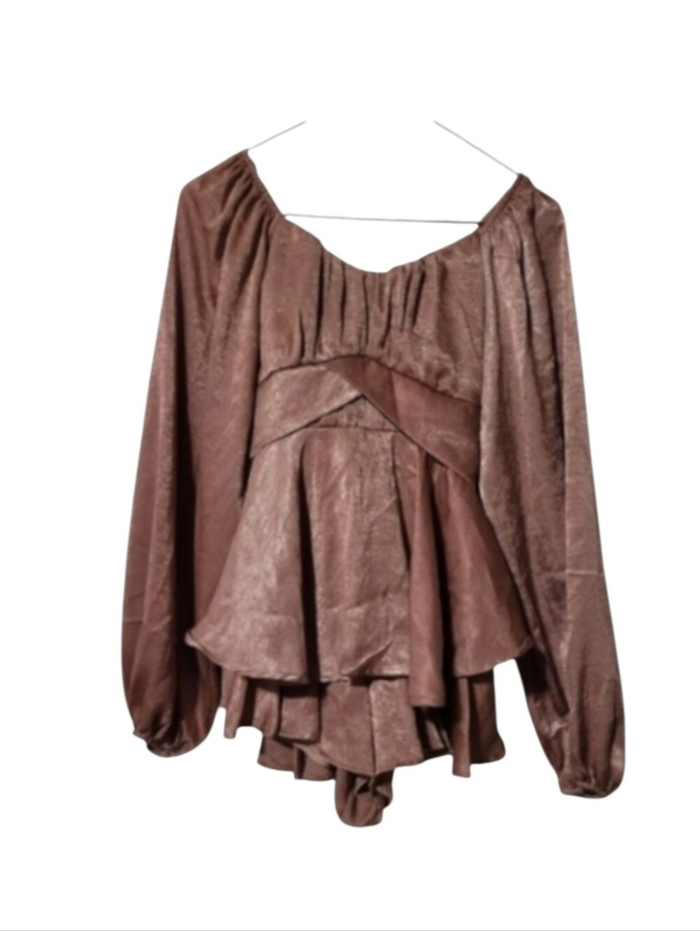 altar'd state Pink Mauve Ribbon Tie Back Ruffled Romper Blouse Size Small